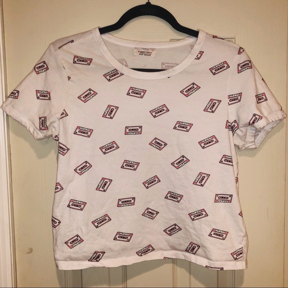 Crop Top T-Shirt with Cute Tape Design